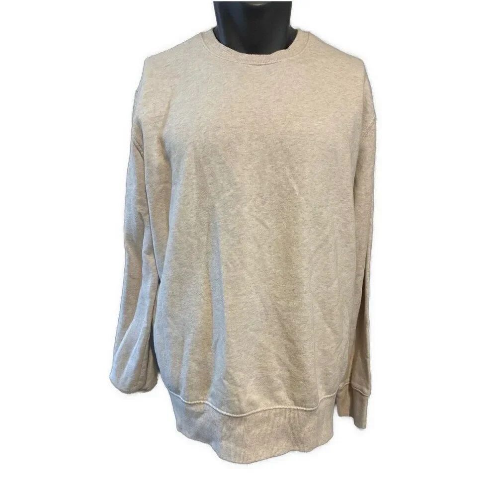 goodfellow mens heather beige White Crew Neck long sleeve sweat shirt Xxl